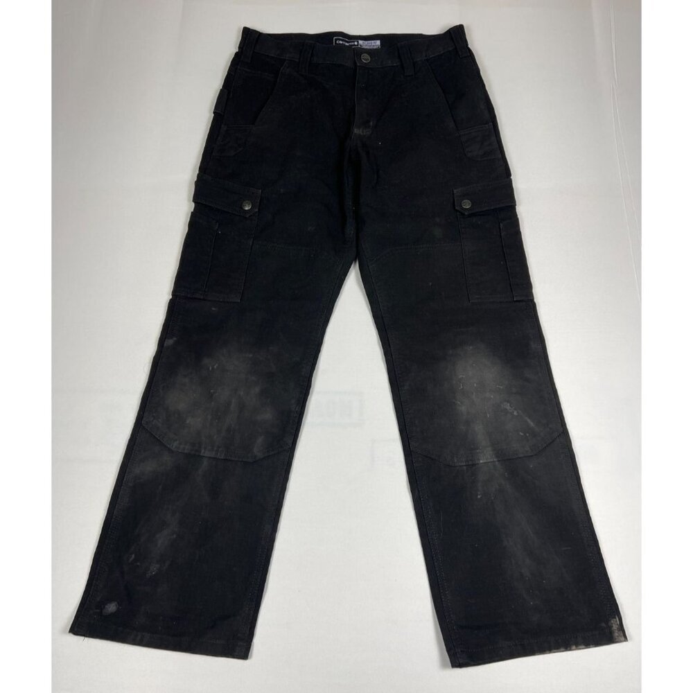 Carhartt Men 32x27 Black Rugged Flex Relaxed Fit Cargo Work Pants - Picture 1 of 8
